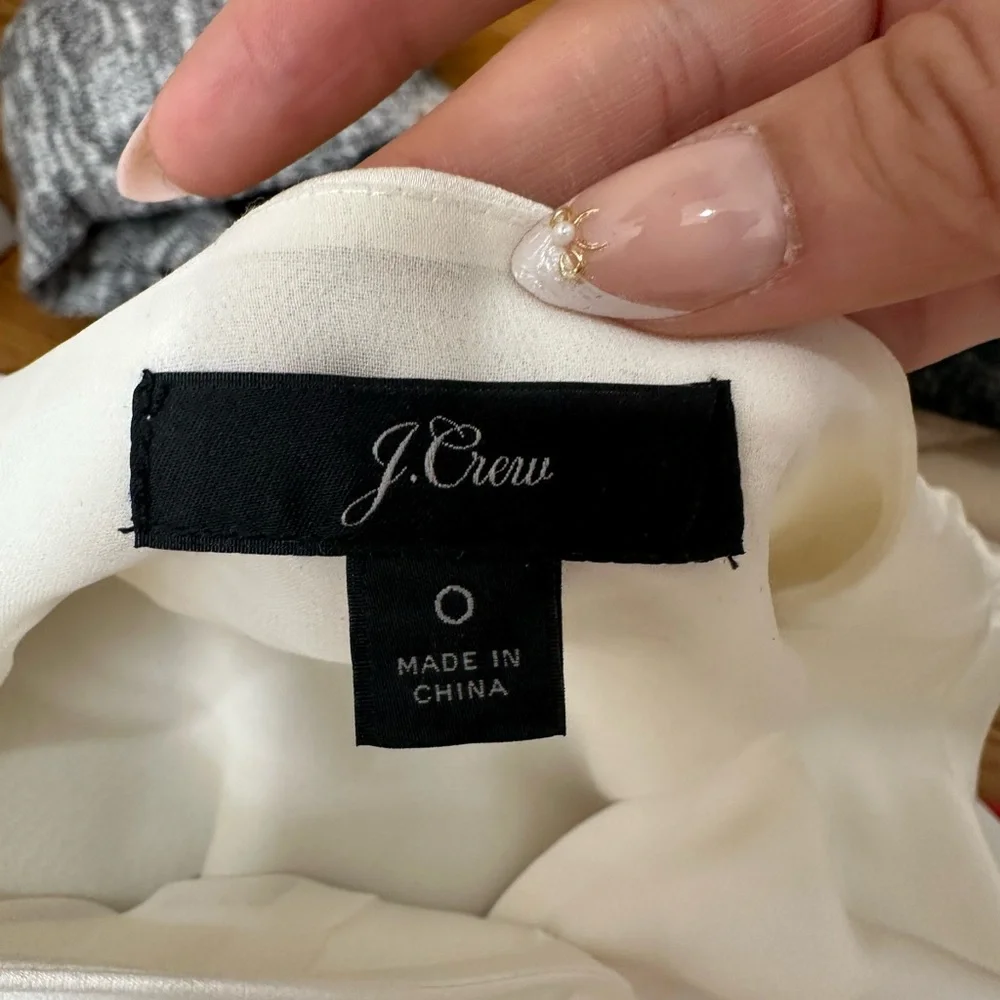 J. Crew Cream V-Neck Blouse - Picture 3 of 3